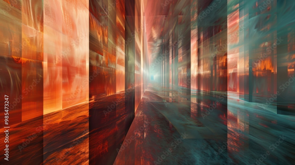 A vertical shot of abstract layers of light, smooth light art, visual space A vertical shot of abstract layers of light, smooth light art, visual space