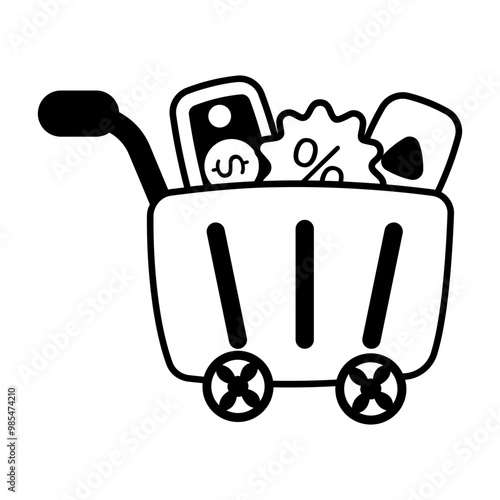 A glyph icon of promotional sale