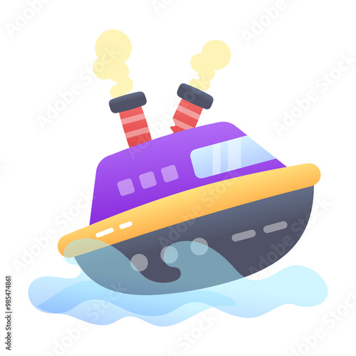 Sinking ship icon in flat style