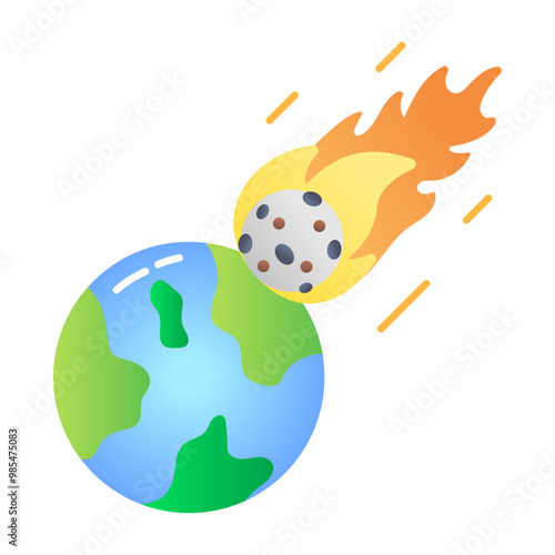 A flat icon of meteor crash 