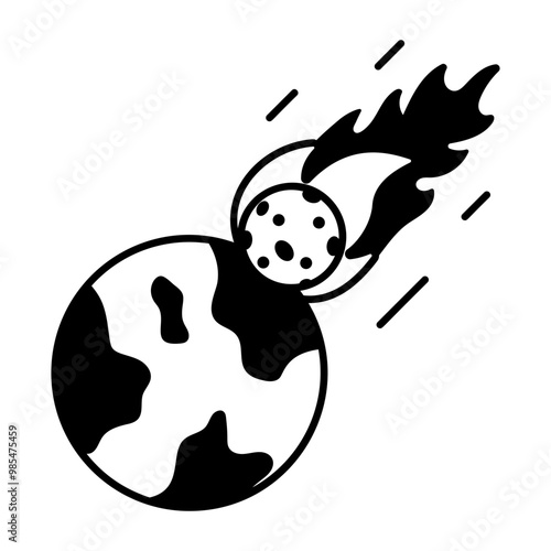 A glyph icon of meteor crash 