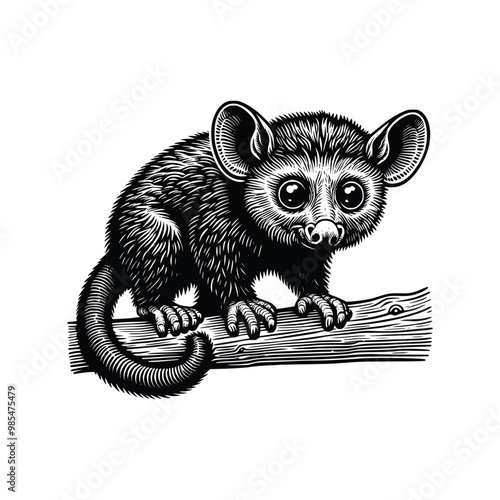 hand drawn Aye-aye Daubentonia madagascariensis illustration. engraving black and white aye-aye vector illustration