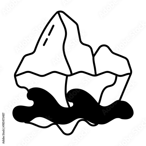 A glyph style icon of ice calving 