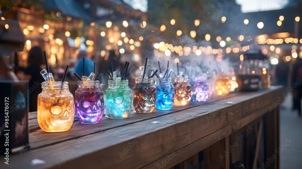 Witches brew station at a Halloween food festival Witches brew station at a Halloween food festival