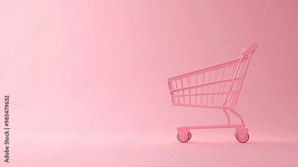 Minimalist Pink Shopping Cart Standing on a Matching Pink Background, Sleek and Modern Visual with Clean Design for Retail and E-Commerce Applications Minimalist Pink Shopping Cart Standing on a Matching Pink Background, Sleek and Modern Visual with Clean Design for Retail and E-Commerce Applications