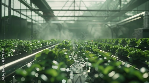 High-tech smart farm with automated irrigation systems.