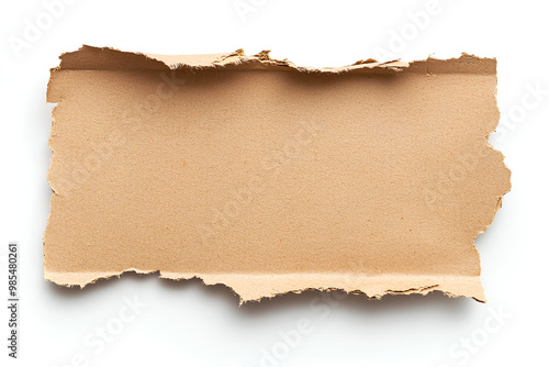 Brown Cardboard paper piece isolated on white background