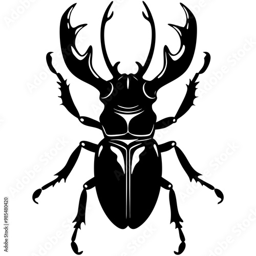 Wallpaper Mural Silhouette Vector of Stag Beetle with Prominent Antlers Torontodigital.ca