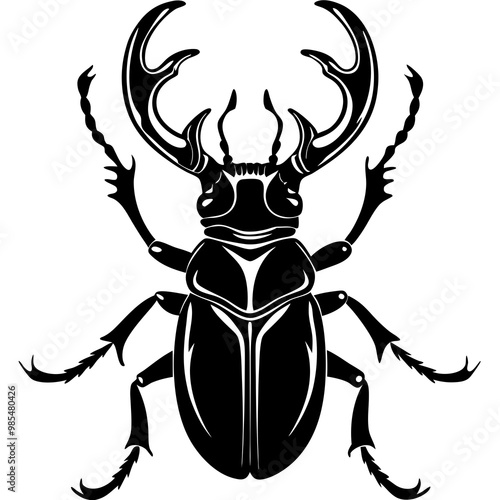 Wallpaper Mural Silhouette Vector of Stag Beetle with Prominent Antlers Torontodigital.ca