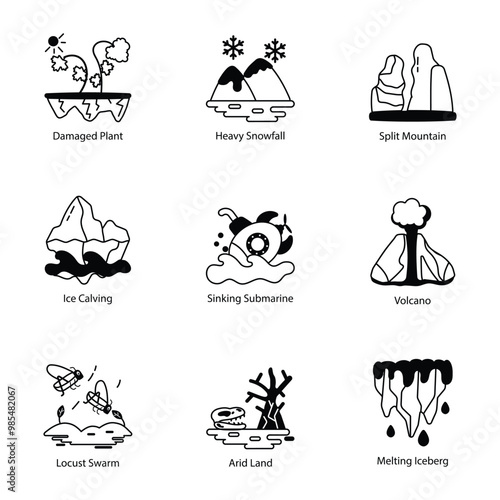 Pack of Calamities Glyph Style Icons 

