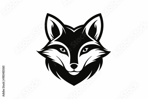 fox head icon, logo isolated on white background. silhouette vector art illustration.