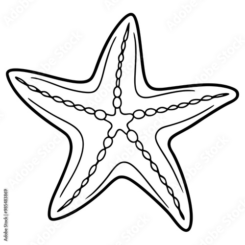 Intricate Starfish Line Art on Ocean Floor Vector Design