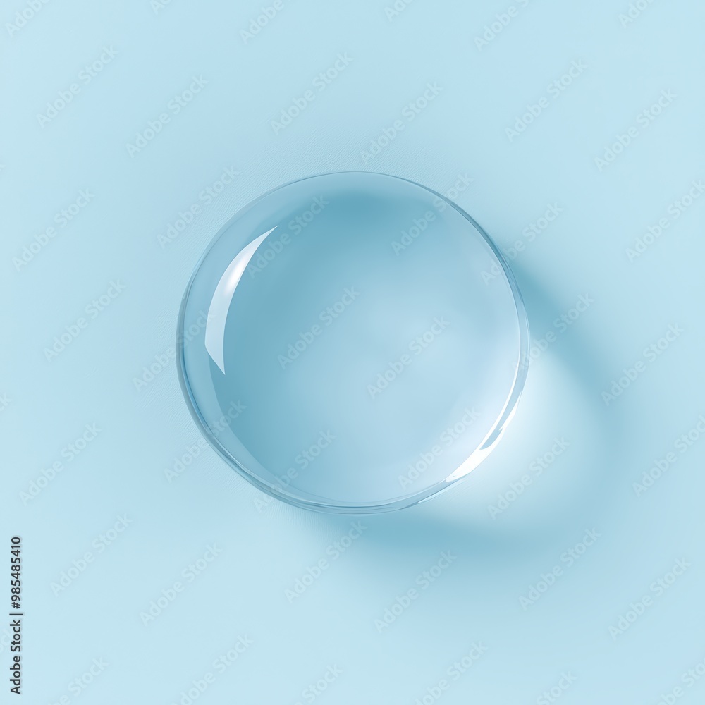 Clear glass orb on blue Clear glass orb on blue