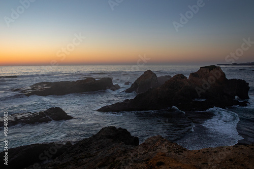 View of the Pacific Ocean along the California Coast, Mendocino, United States.