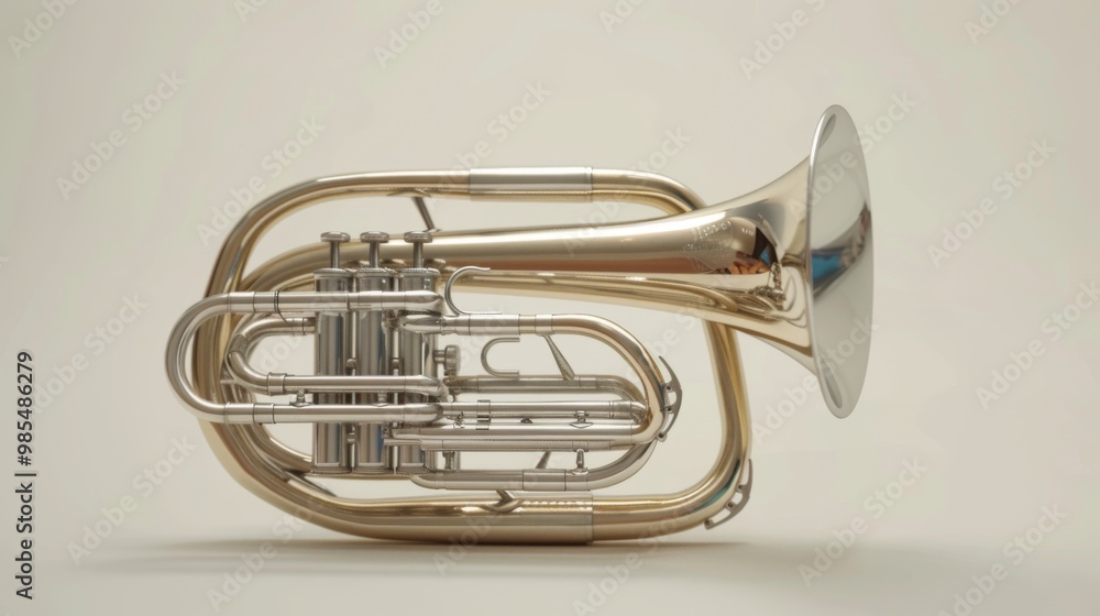 Obraz premium Euphonium on Clean Background for Musical Themes