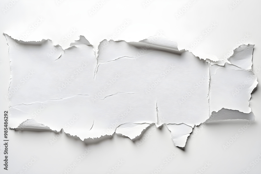 Isolated White Torn Paper Strips: A Versatile and Textured Background Element with Raw Edges Isolated White Torn Paper Strips: A Versatile and Textured Background Element with Raw Edges
