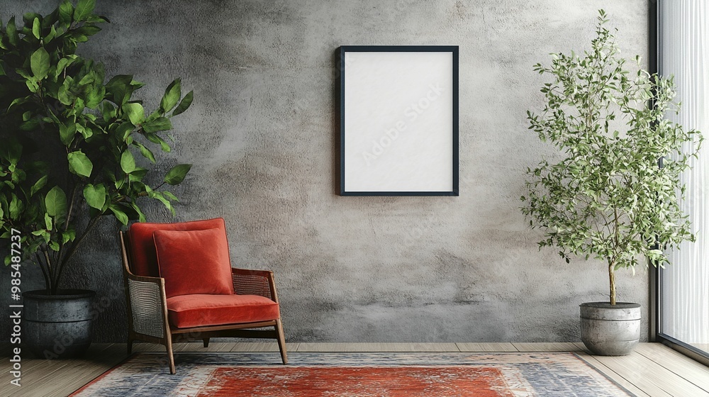 Scandinavian Interior Design of a Modern Living Room Featuring a Stylish Poster Mockup Scandinavian Interior Design of a Modern Living Room Featuring a Stylish Poster Mockup