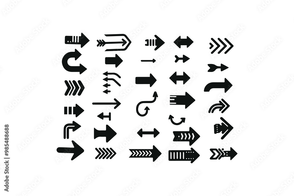 Arrows icons set vector illustration isolated on a white background Arrows icons set vector illustration isolated on a white background