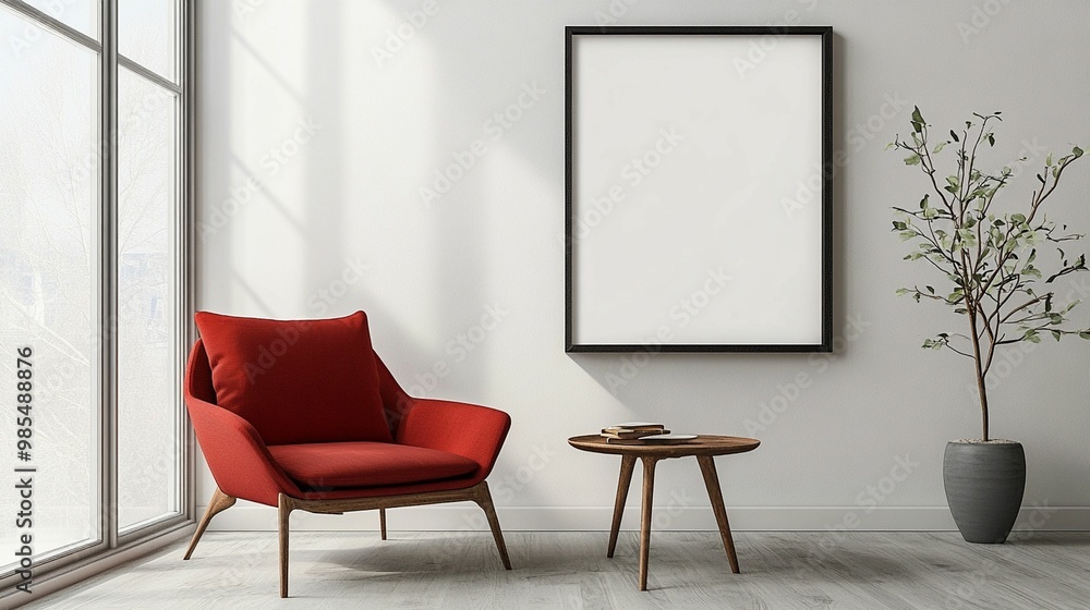 Scandinavian Interior Design of a Modern Living Room Featuring a Stylish Poster Mockup Scandinavian Interior Design of a Modern Living Room Featuring a Stylish Poster Mockup