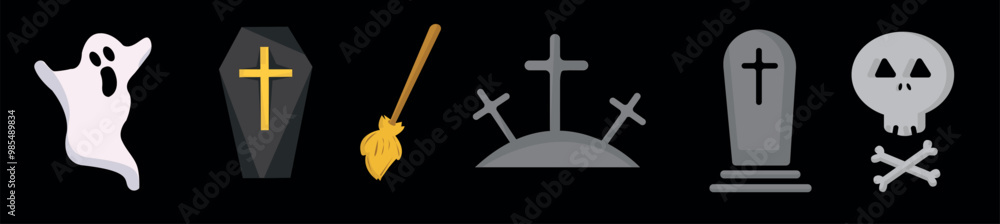 Halloween icon set. Halloween themed vector illustration icons, patterns Halloween icon set. Halloween themed vector illustration icons, patterns