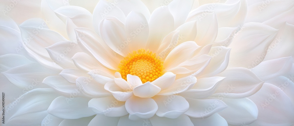 A close up of a white flower with a yellow center A close up of a white flower with a yellow center
