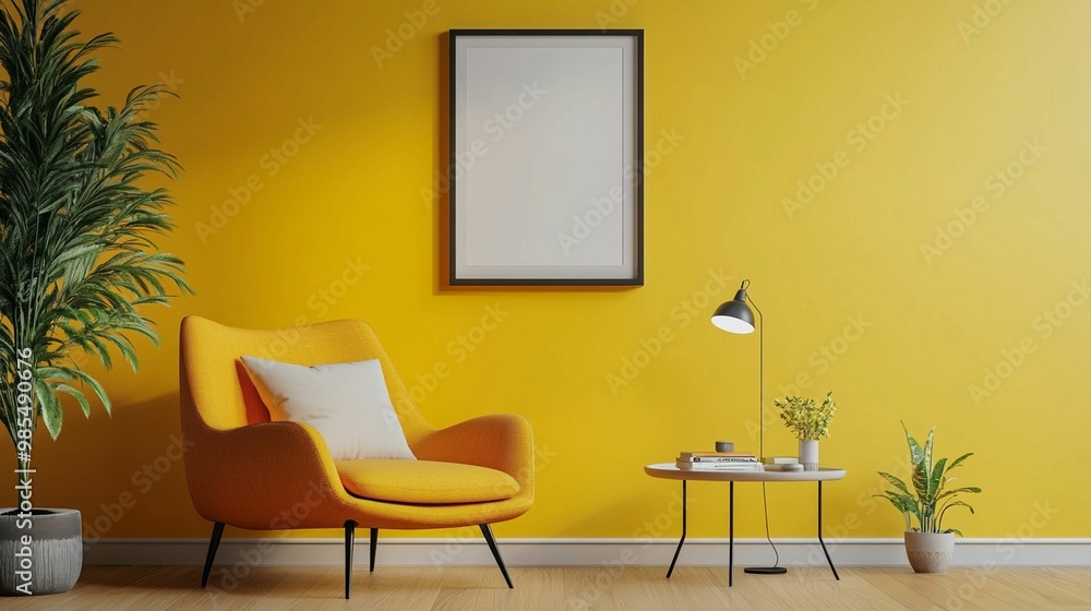 Scandinavian Interior Design of a Modern Living Room Featuring a Stylish Poster Mockup Scandinavian Interior Design of a Modern Living Room Featuring a Stylish Poster Mockup