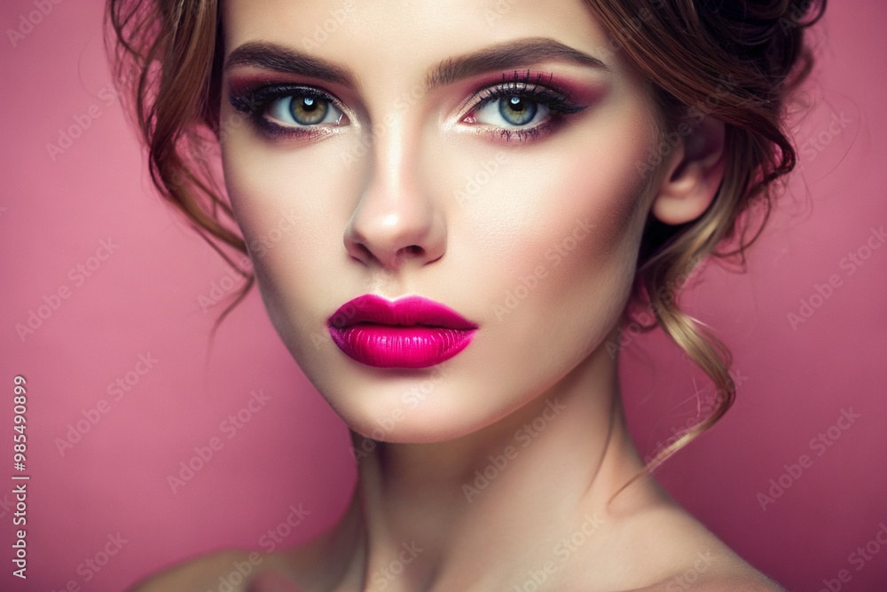 custom made wallpaper toronto digitalA woman with a pink face and blue eyes