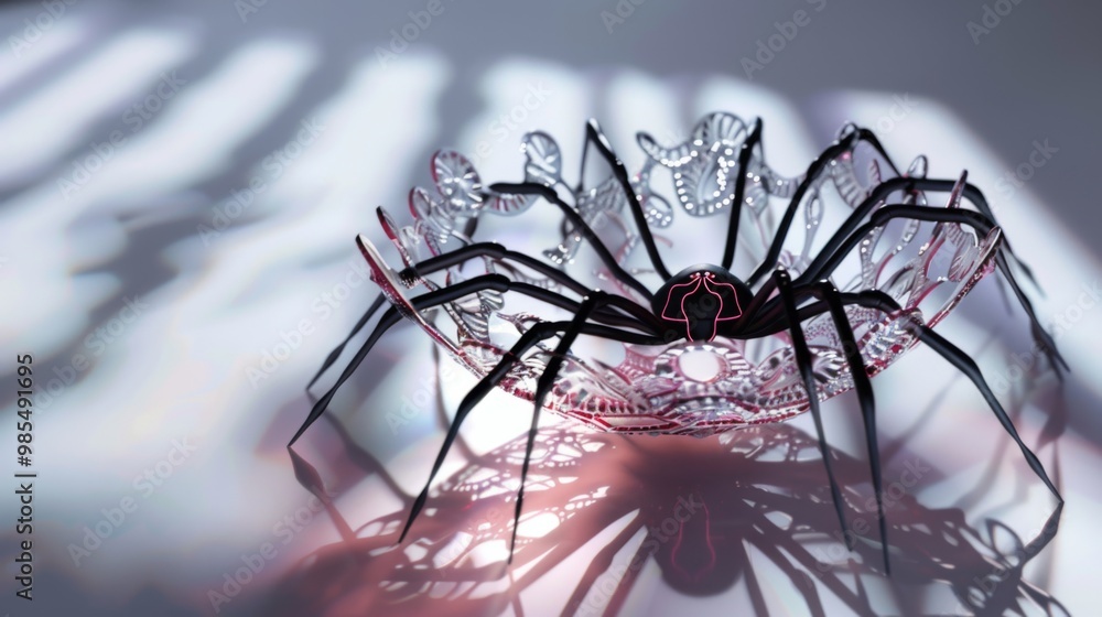 Minimalist 3D Spider in Decorative Bowl Design Minimalist 3D Spider in Decorative Bowl Design