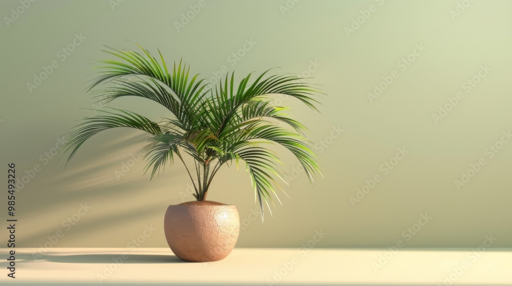 Minimalist 3D Palm Tree in Decorative Pot Minimalist 3D Palm Tree in Decorative Pot
