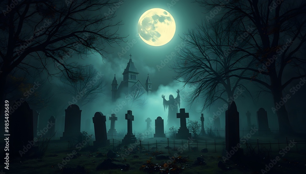 Moonlit Whispers: A Spooky Cemetery Moonlit Whispers: A Spooky Cemetery