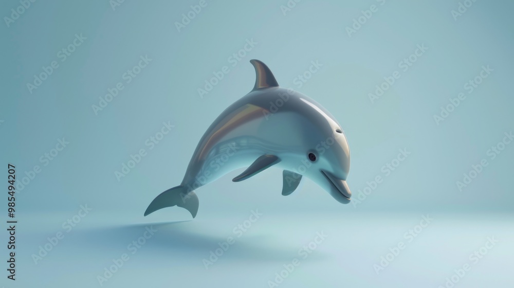 Fototapeta premium Minimalist 3D Dolphin in Soft Color Palette
