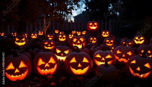 Twilight Glow: Jack-o'-Lanterns in the Garden