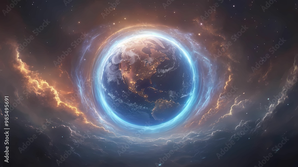Obraz premium a space portal from earth with every colors
