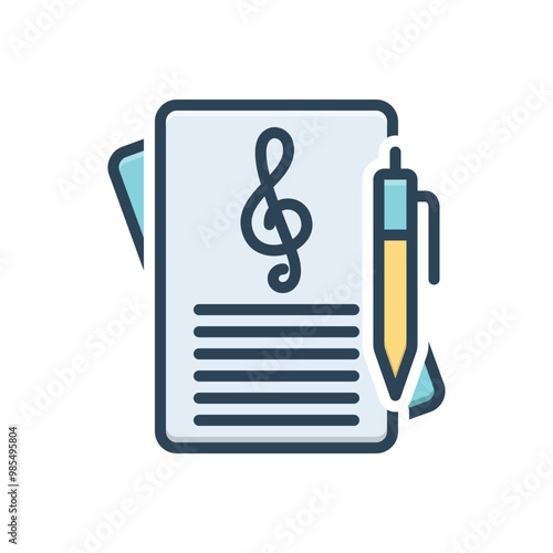 Color illustration icon for note