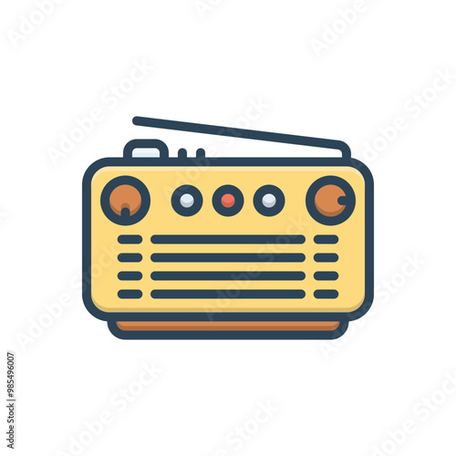 Color illustration icon for radio