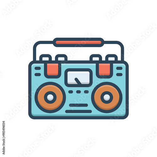 Color illustration icon for radio