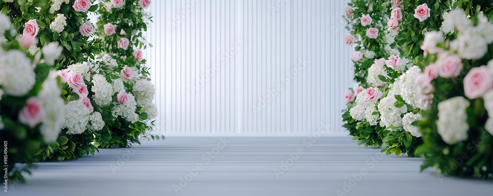 Geometric shapes incorporated into the ceremony backdrop for a modern wedding look Geometric shapes incorporated into the ceremony backdrop for a modern wedding look
