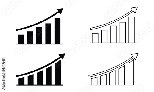 Growth web icon set. editable stroke. Vector illustration