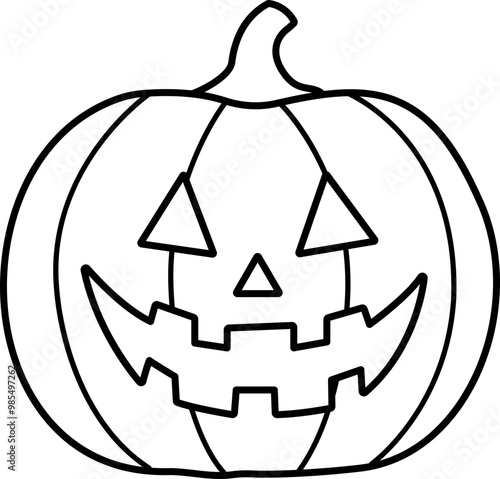 Halloween pumpkin outline vector.
Jack o lantern pumpkin for Halloween outline.