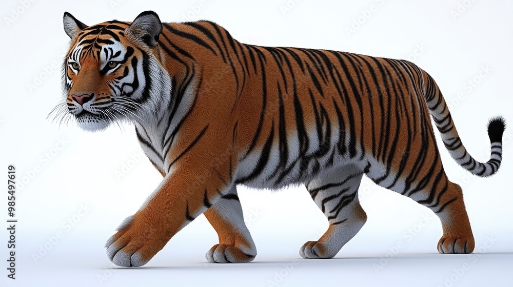 Fototapeta premium Majestic Bengal Tiger Walking in a Studio Setting