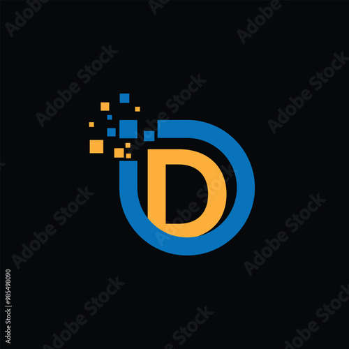 Abstract Technology Logo With Letter D