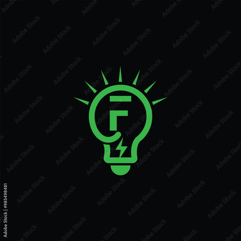 Abstract Electric Energy Bulb Symbol With Letter F Abstract Electric Energy Bulb Symbol With Letter F