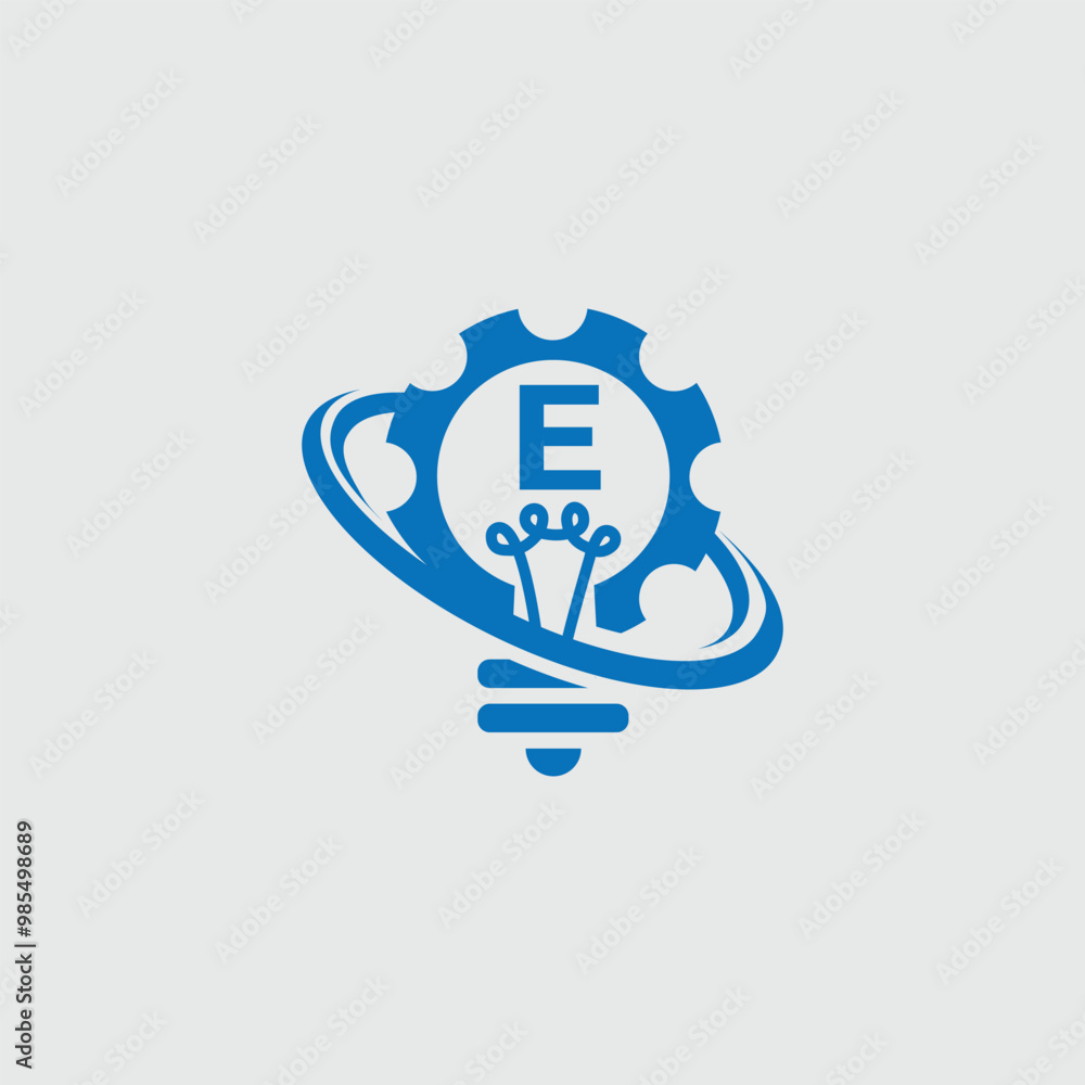 Electric Bulb And Technology Logo With Letter E Electric Bulb And Technology Logo With Letter E