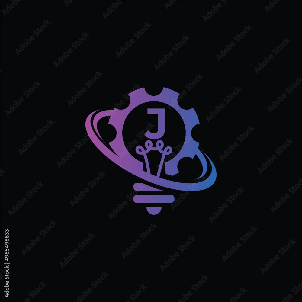 Electric Bulb And Technology Logo With Letter J Electric Bulb And Technology Logo With Letter J