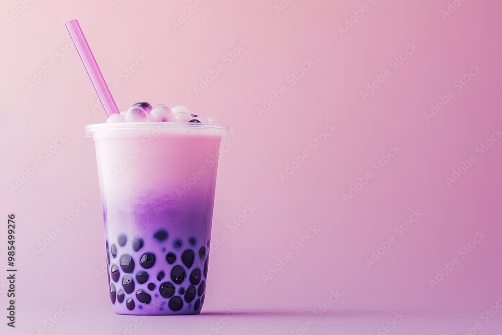 A cup of purple tea with a straw in it A cup of purple tea with a straw in it