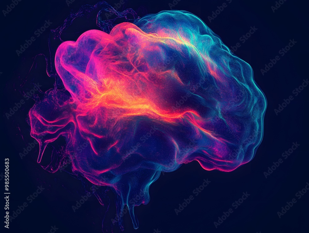 pulsating AI blob on a black background in super neon colors pulsating AI blob on a black background in super neon colors