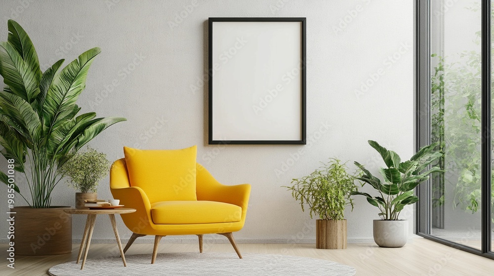 Scandinavian Interior Design of a Modern Living Room Featuring a Vibrant Color Premium Sitting Chair Scandinavian Interior Design of a Modern Living Room Featuring a Vibrant Color Premium Sitting Chair