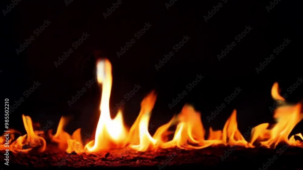 Realistic orange flame isolate on black background. Realistic orange flame isolate on black background.