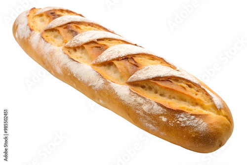 Freshly baked crusty french baguette with flour dusting