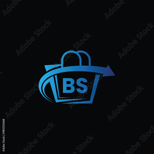 E-commerce Logo with Shopping Bag and BS Initials, BS logo Design